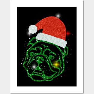 Christmas Santa Bulldog Posters and Art